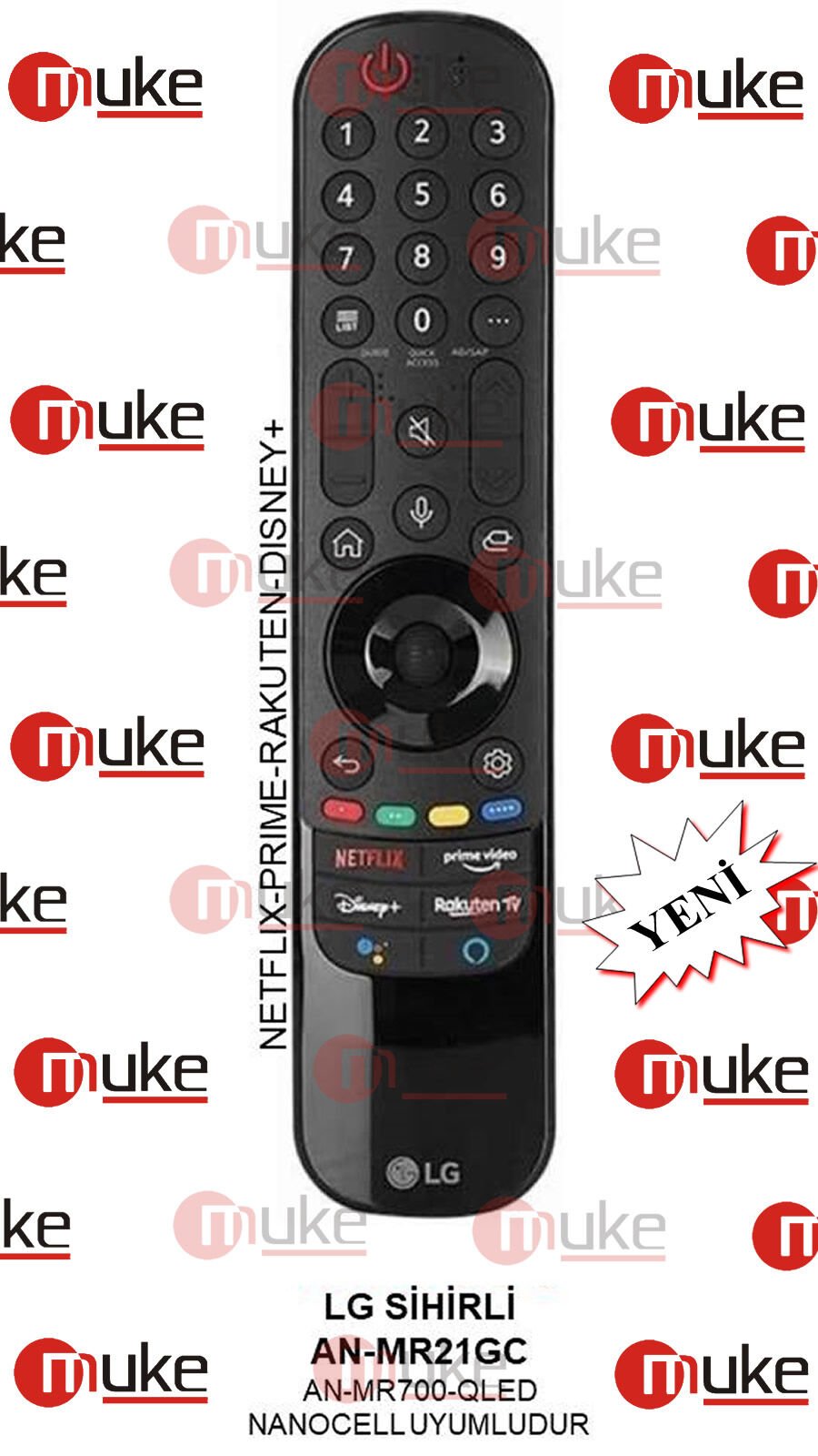 MUKE ML9899 LG MAGIC AN-MR21GC-NETFLIX PRIME-RAKUTEN-DISNEY+ TUŞLU SMART TV KUMANDASI ( SES KOMUTLU )