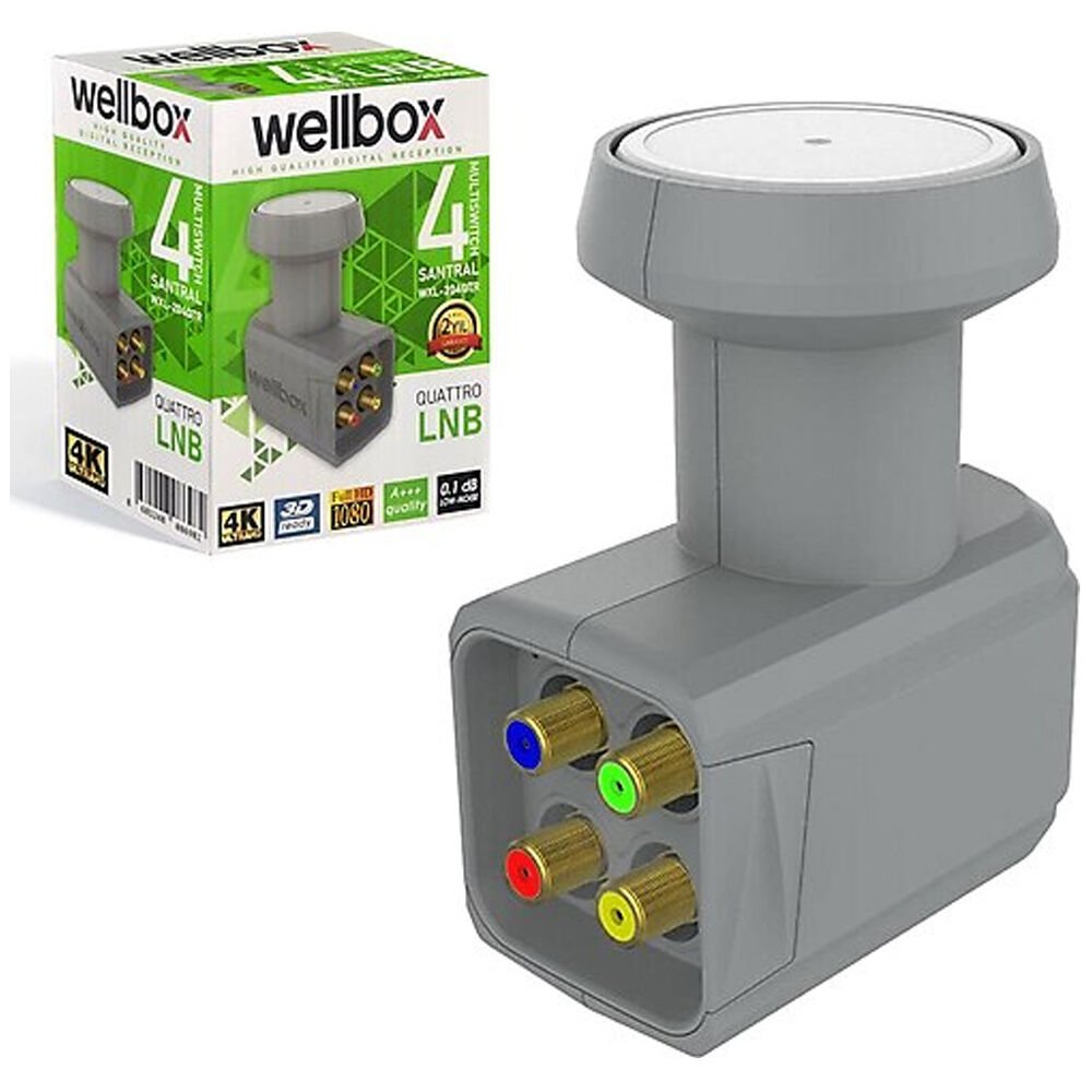 LNB DÖRTLÜ SANTRAL (QUATTRO) GOLD 0,1DB 3D 4K WELLBOX WXL-104/204QTR