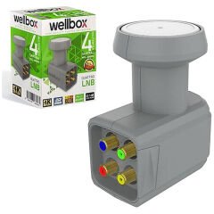LNB DÖRTLÜ SANTRAL (QUATTRO) GOLD 0,1DB 3D 4K WELLBOX WXL-104/204QTR